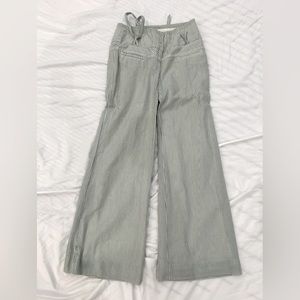 Wide leg seer sucker light green pants
